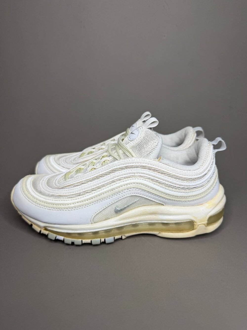 Nike Air Max 97 Triple White Metallic Silver Womens Size 8.5